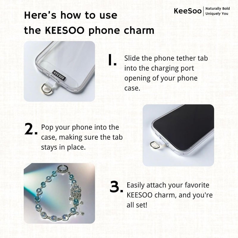 KEESOO Store سحر الهاتف بتصميم أصلي بتاج كريستالي أزرق ملكي مع 2 علامة ربط - أنيق، متين، وسلسلة هاتف بدون استخدام اليدين - متوافق مع آيفون، سامسونج، بيكسل والمزيد - Image 3